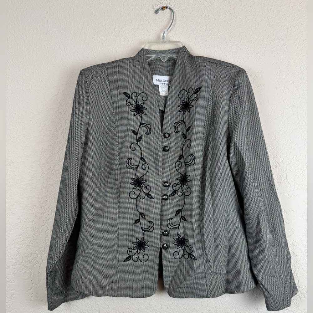 Misook Women's Gray Embroidered Jacket